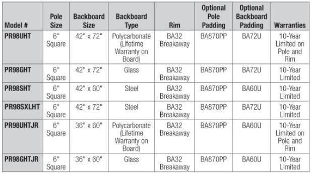 Bison Ultimate Hangtime Clear 6" Adjustable Systems w/ Polycarbonate Backboard PR98UHTJR