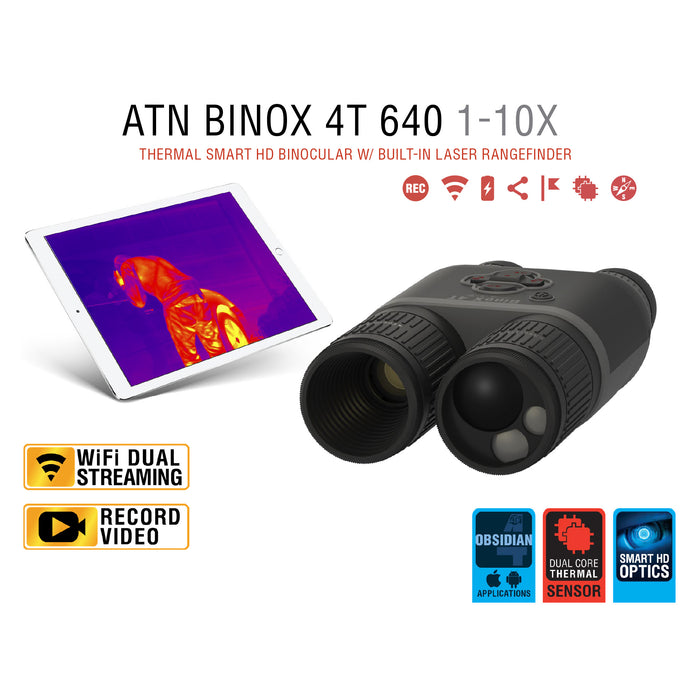 ATN Binox-4T 640-1-10x, 640x480, 19mm, Thermal Binocular TIBNBX4641L